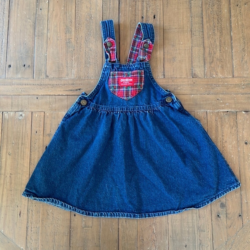 Oshkosh vintage plaid jean jumper